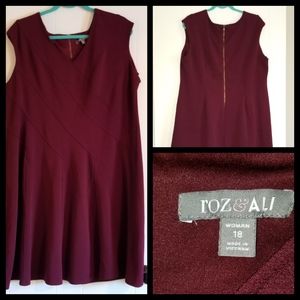 Burgundy knit dress, vneck, plus size